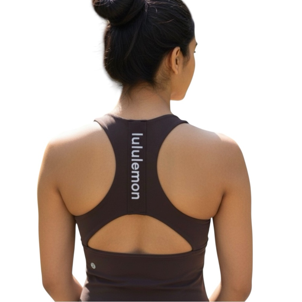 lululemon Logo Elastic Everlux Shelf Tank Bra Espresso / Bone